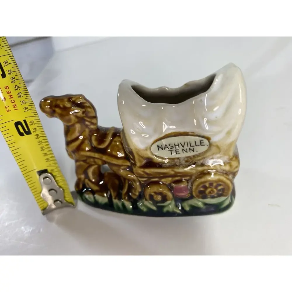 Vintage Nashville Tenn. TN Horse and Wagon Toothpick Holder Souvenir